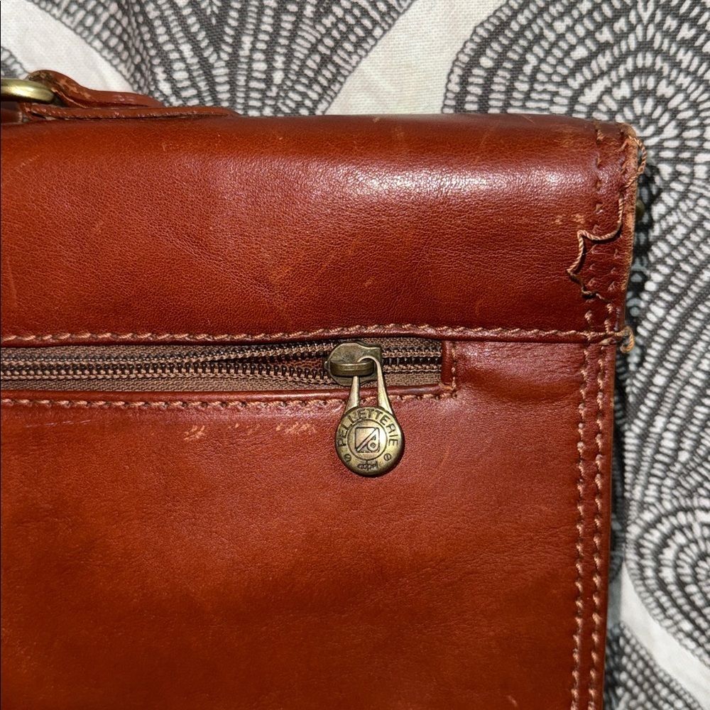 Adpel Vintage Distressed Cognac Brown Leather Briefcase - Picture 7 of 16